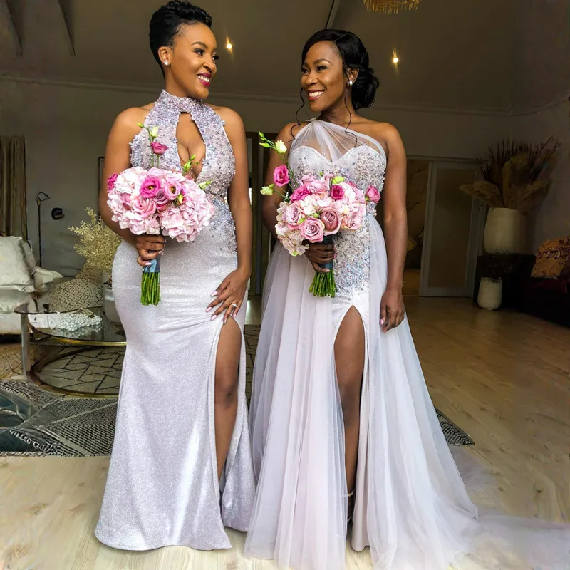 Plus Size White Aso Ebi Silver Sequin Bridesmaid Dresses For African Arabic Women Simple Bride Gown With Tulle Affordable Dinner Party Ggown BR004 From Yestothedress 173.18 DHgate.Com