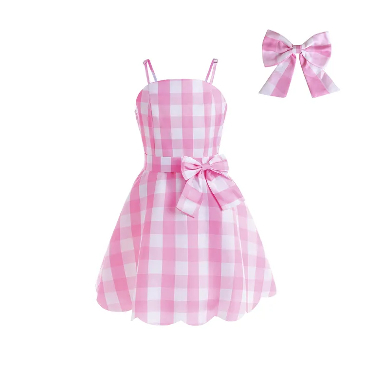 Baby Girl Dress Cosplay Summer Girls Slip Dress Checkered Dress