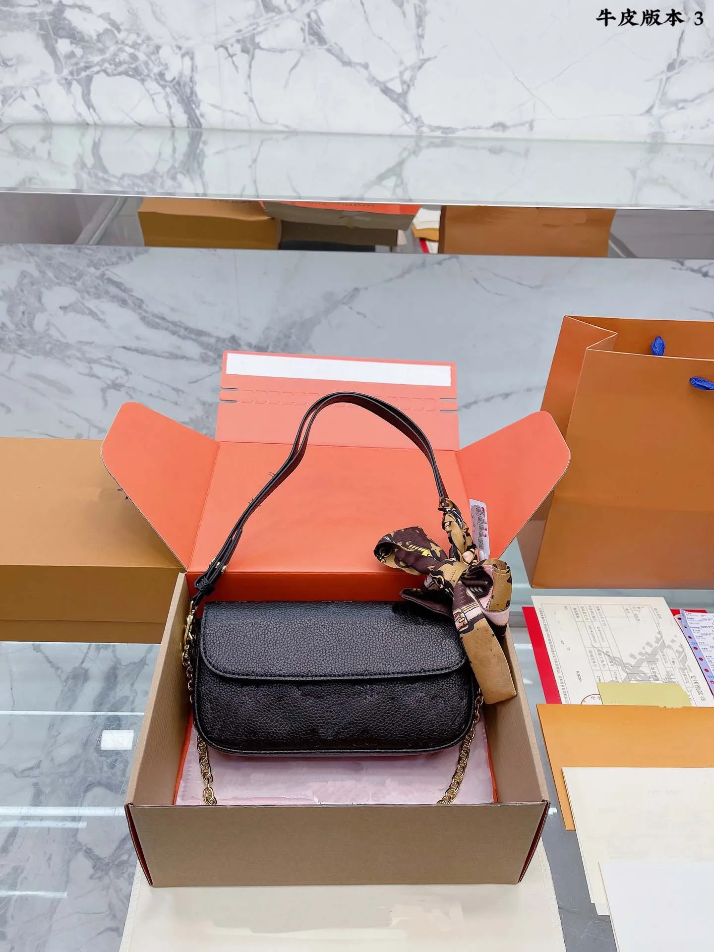 Brown Genuine Leather Chain Shoulder Bag Casual Flap Crossbody Bag with Interior Slot Pocket Small Size for Daily Outfit