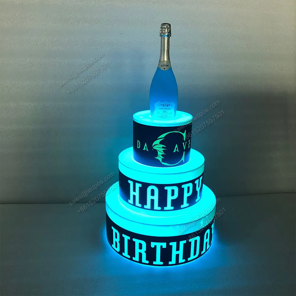 Birthday Party LED Cake Bottle Presenter 3 Layers Wrapped Logo Night Club  Lounge Bar Custom Light Up Champagne Bottle VIP Display Stand Colorful  Rechargeable From Ledbox, $160.81 | DHgate.Com, image size:1000x1000