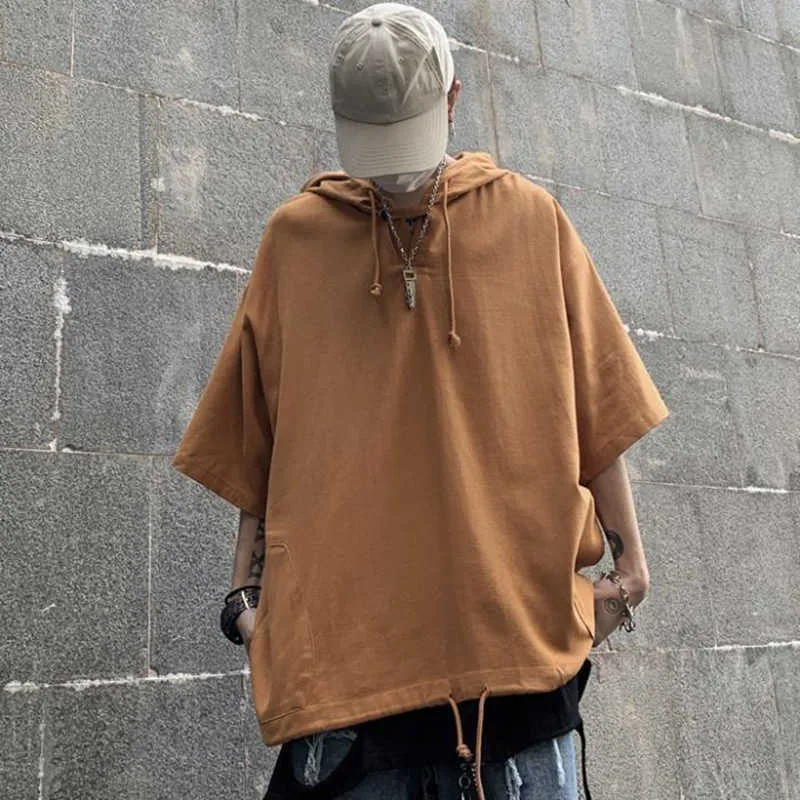 Short sleeve t shirt with hood hotsell