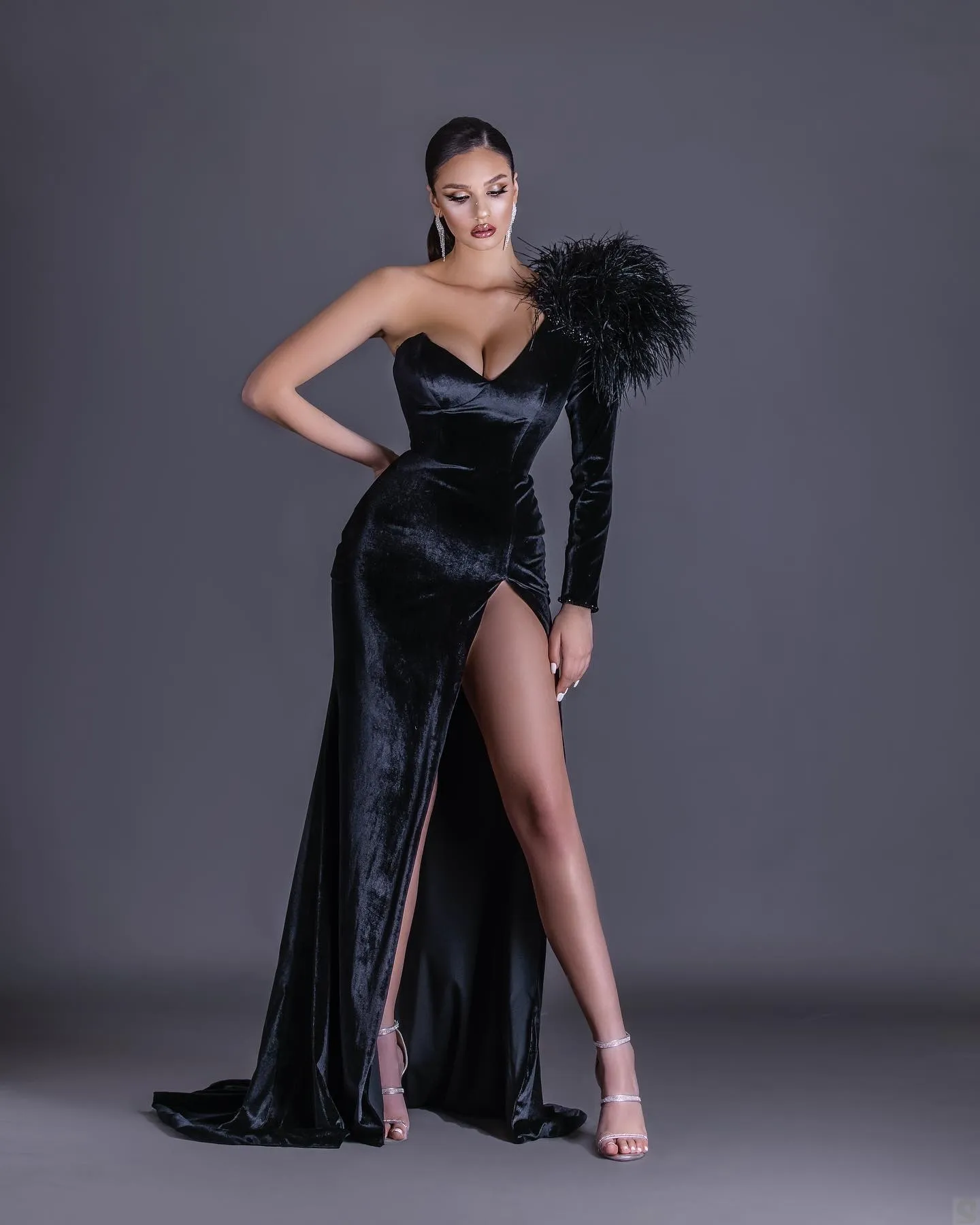 Black Velvet Prom Dresses One Shoulder Feather... From Dresstop, $100.63 | DHgate.Com Black Velvet Prom Dresses One Shoulder Feather... From Dresstop, $100.63 | DHgate.Com