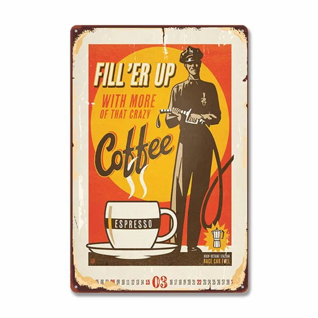 Plaque Métal Publicitaire Bombée 20x30cm – Espresso – Décoration Murale Vintage