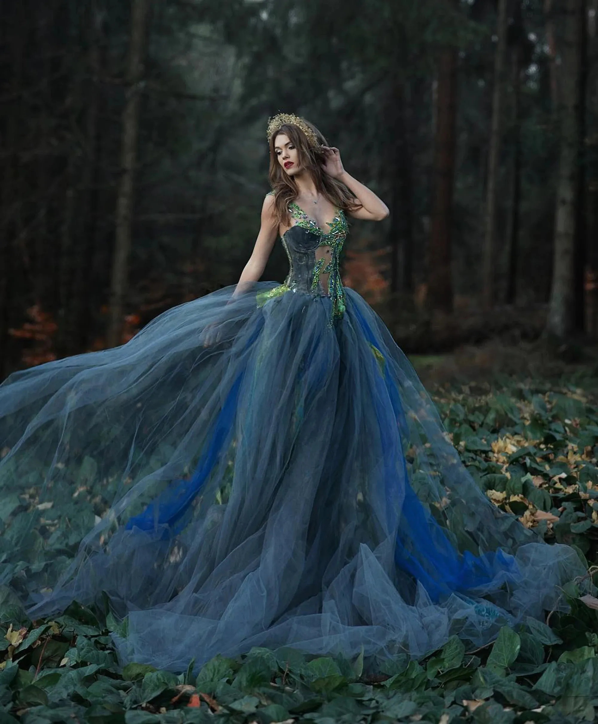 Turquoise Velvet Enchanted Forest Prom Dress With Sparkle Rhinestones And  Beading, Vintage Ball Gown With Fluffy Tulle And Sexy Hollow Out V  Neckline, Cap Sleeves CL1777 From Allloves, $111.37 | DHgate.Com