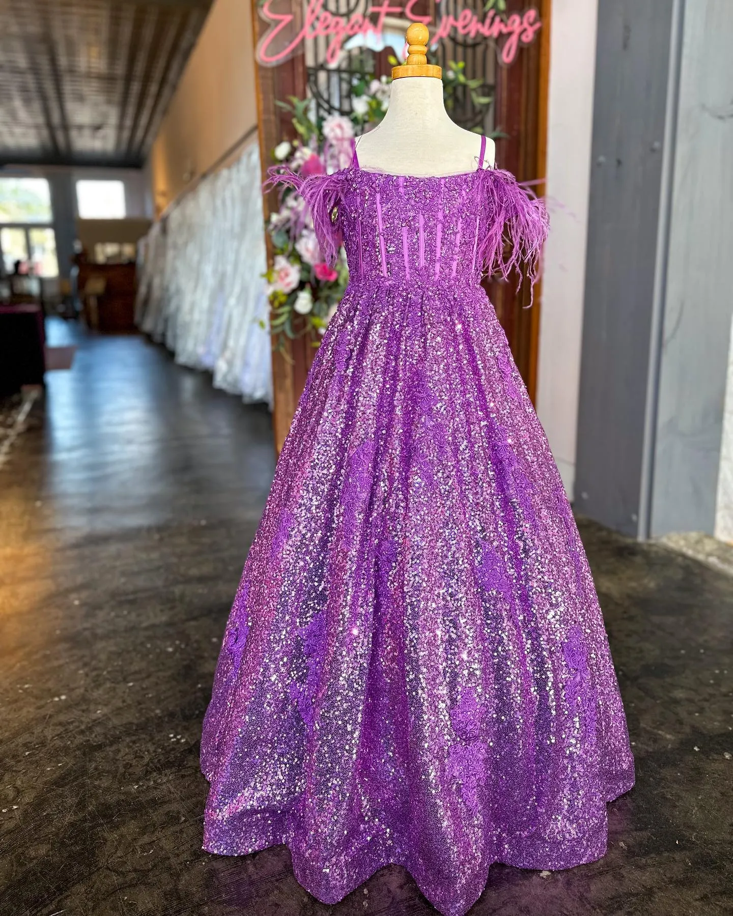 Shimmer Girls Pageant Dress A Line 2023 Lace Sequins... From  Uniquebridalboutique, $88.06 | DHgate.Com