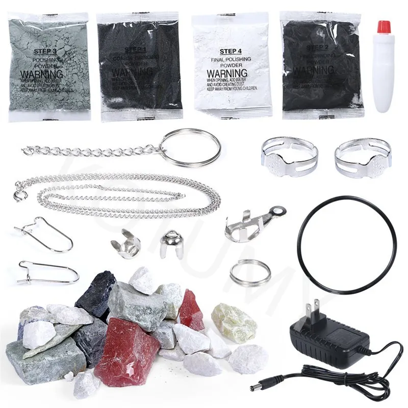 Kit De Pulido De Piedras Rock Tumbler – Máquina DIY Para Pulir Gemas Con Granos Abrasivos Y Accesorios De Joyería, 100-240V (enchufe UE)