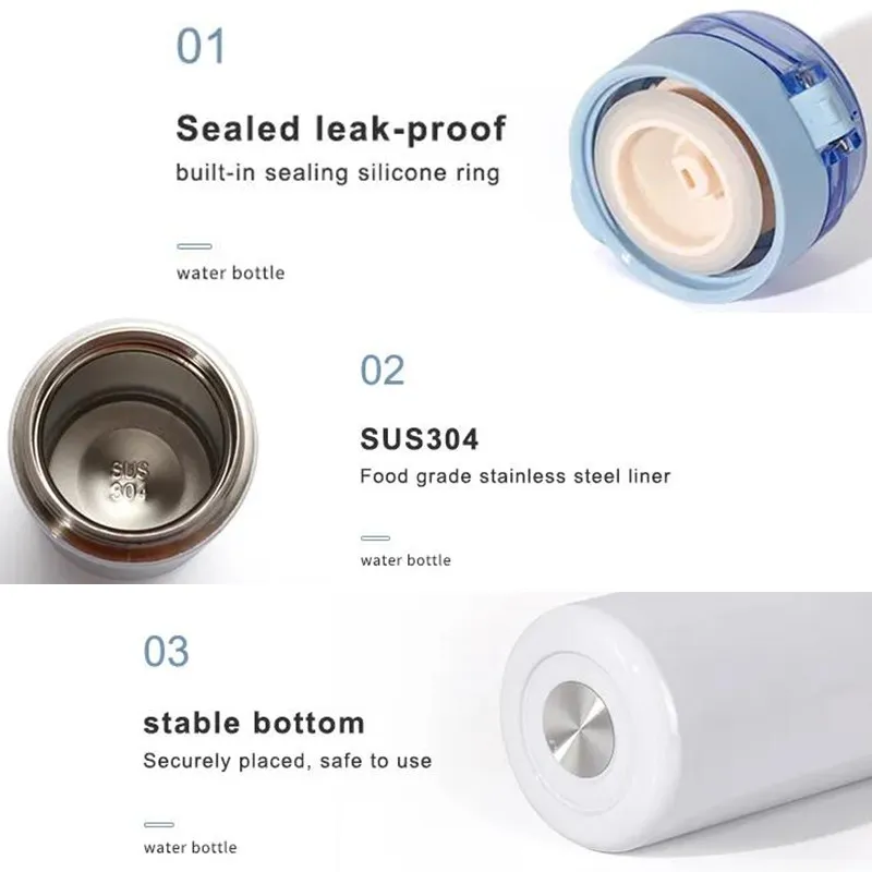 Portable Sublimation Blanc 12 oz 15 oz Thermos Flacon Bouteille D'eau Double Paroi En Acier Inoxydable Tasses Isolées Sous Vide Tasse Voyage Droite Sport Gobelet Avec Couvercles
