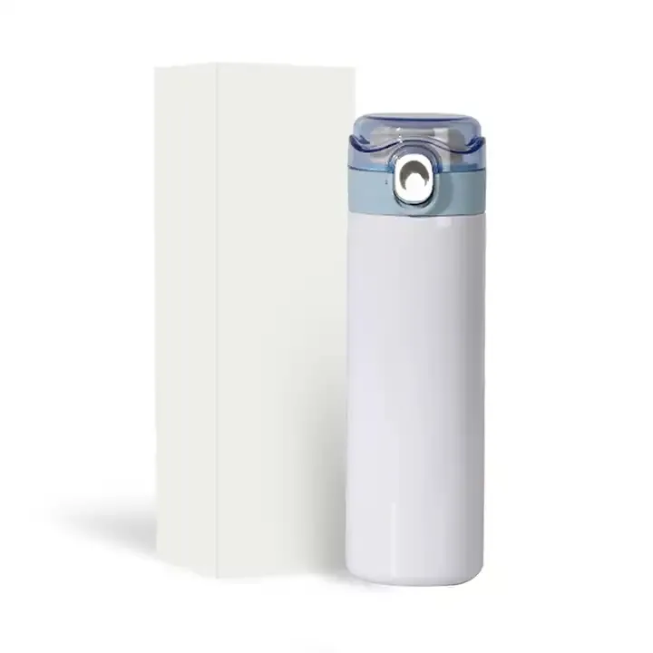 Portable Sublimation Blanc 12 oz 15 oz Thermos Flacon Bouteille D'eau Double Paroi En Acier Inoxydable Tasses Isolées Sous Vide Tasse Voyage Droite Sport Gobelet Avec Couvercles