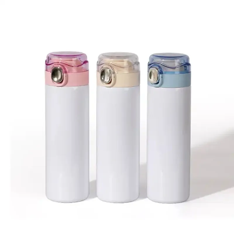 Portable Sublimation Blanc 12 oz 15 oz Thermos Flacon Bouteille D'eau Double Paroi En Acier Inoxydable Tasses Isolées Sous Vide Tasse Voyage Droite Sport Gobelet Avec Couvercles