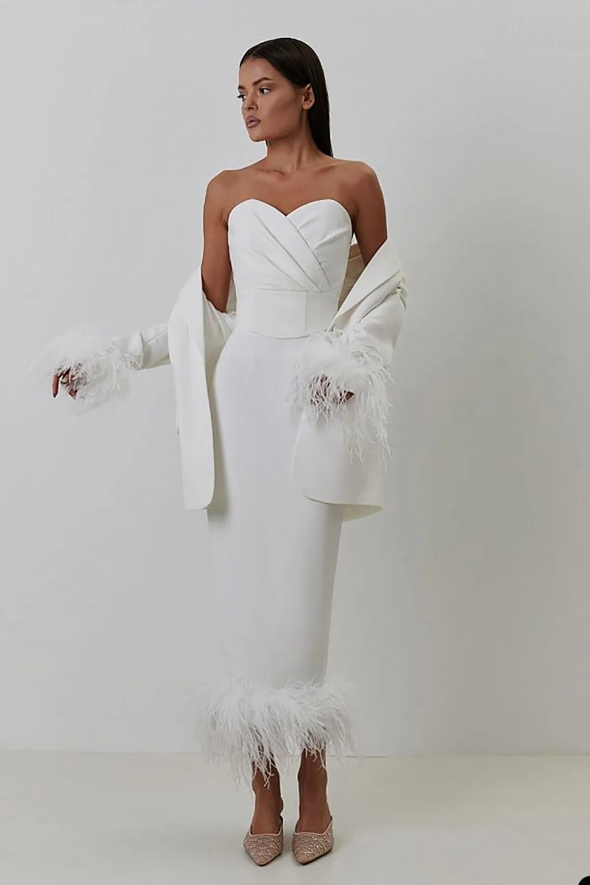 navy blue dress for baby girl White Bridal Jacket: Winter Wedding Dress Peplum Coat for Bride