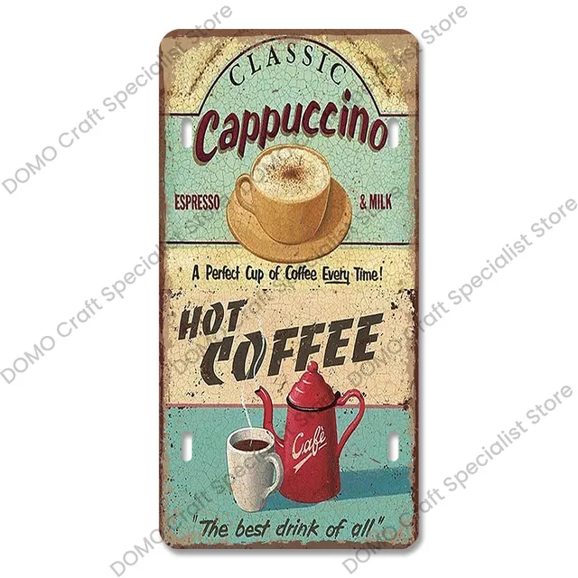 Vintage Coffee Metal Signs - Retro Coffee Time Tin Signs for