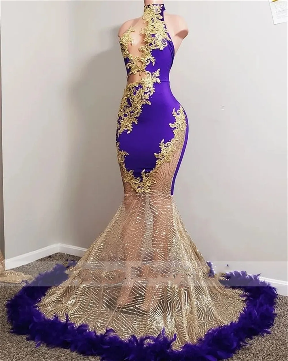 purple and gold evening dresses Mina Gown In Purple – Ken White Collection LLC main image 0