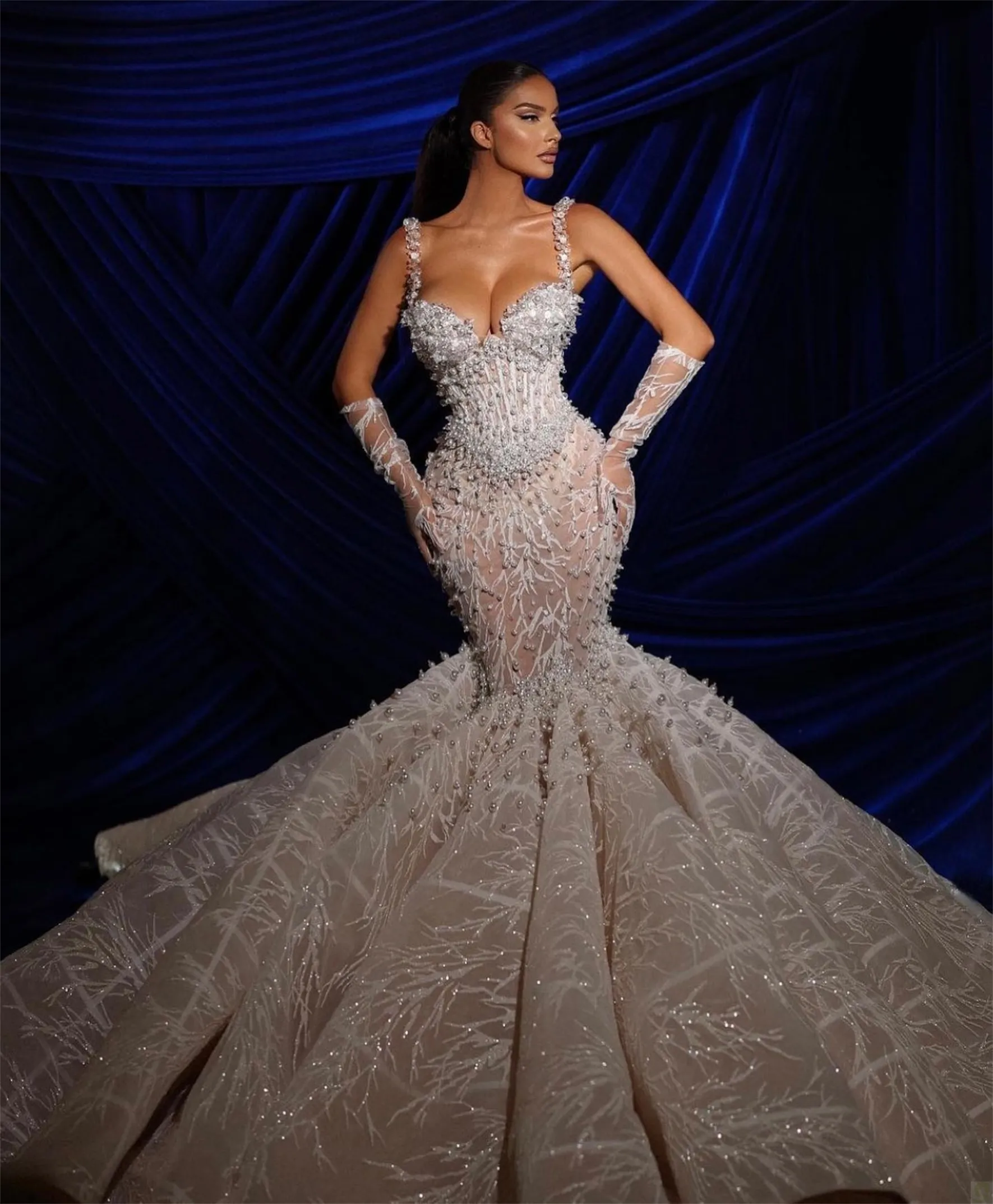 mermaid wedding dress with and without petticoat Off The Shoulder Mermaid Champagne Wedding Dress 3D Flowers Tulle Bridal  Gown