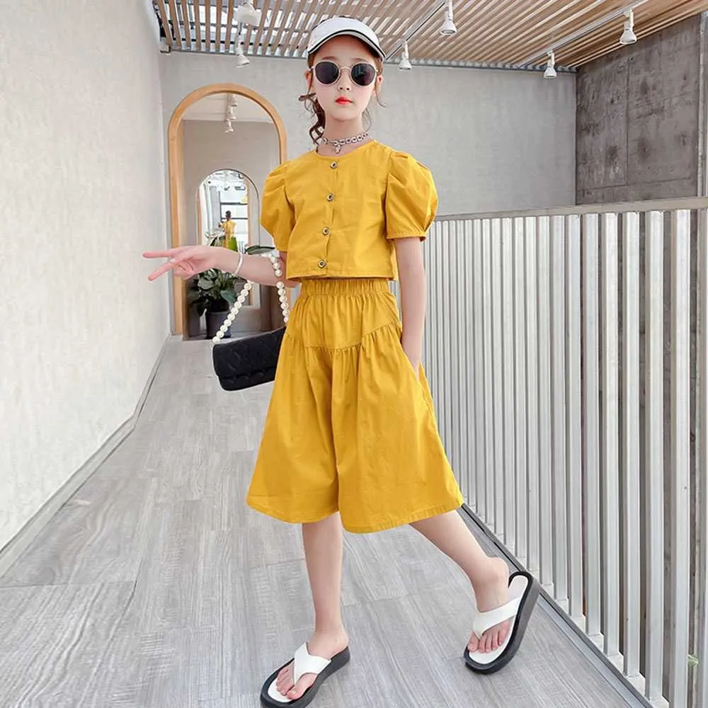 Summer Fashion For Teenage Girls: Olive Green Shirt And Loose Pants Outfit  In Solid Colors From Musuo05, $7.96