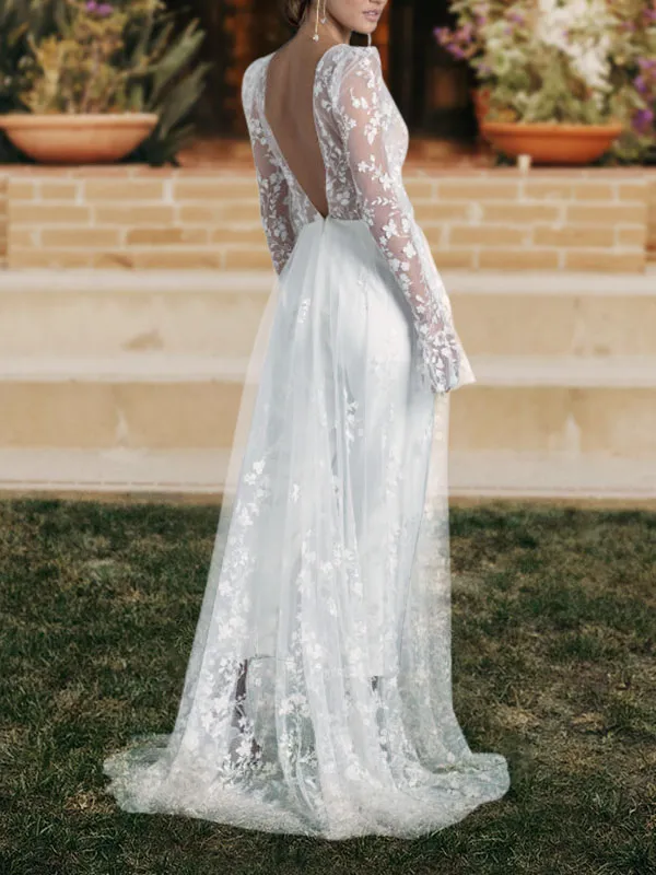 long sleeve lace wedding dress with train Black Wedding Dresses Lace Princess Silhouette Long Sleeves Lace Court Train  Bridal Gown – Dbrbridal