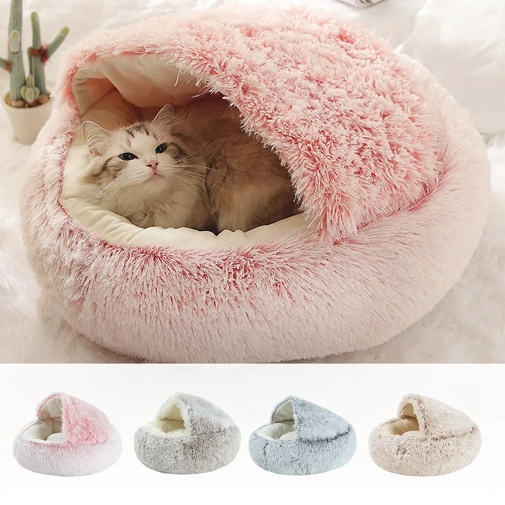 Winter Plüsch Haustier Katze Bett Runde Katze Kissen Katze Haus 2 In 1  Warme Katze Korb Haustier Katze Schlaf Tasche Nest Zwinger Für Welpen Katze  Von 22,37 €