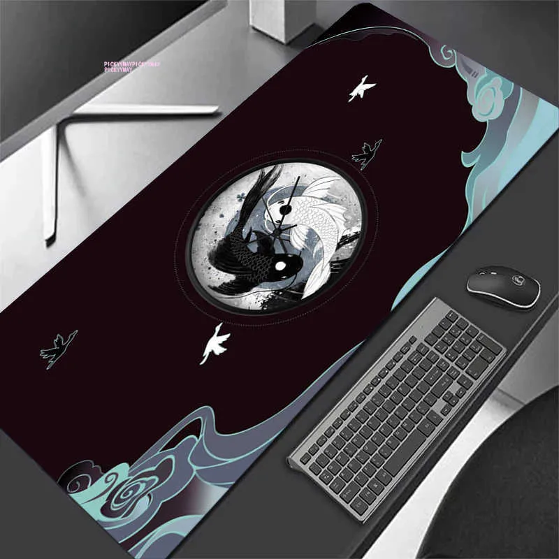 Large Gamer Mouse Pad With Wrist Rest Taichi Neutral Table Mats