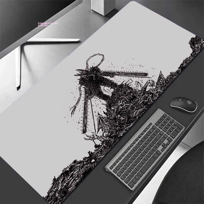 Mouse Pads Wrist Rests Chainsaw Man Mouse Pad Gamer Large Lock
