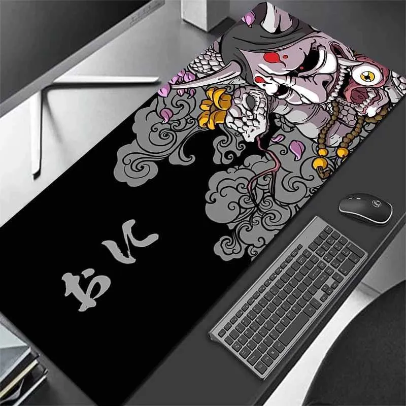 Grand tapis de souris noir et blanc 1000x500 pour ordinateur portable,  accessoire de bureau japonais