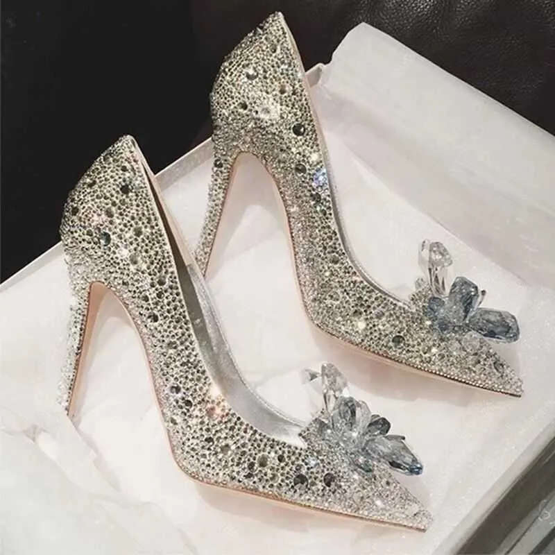 2022 Rhinestone High Heels Women's Crystal Party Wedding Shoes