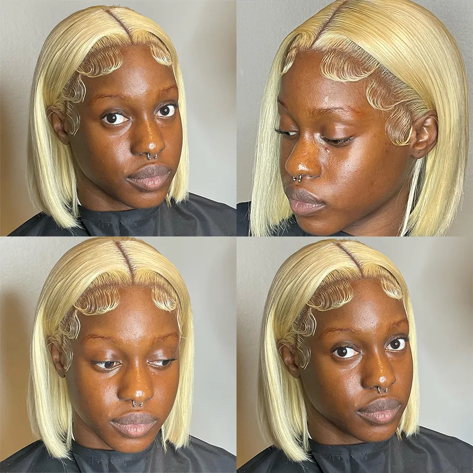 HD Transparent Bob Hair Wig Human Hair Blonde PrePlucked Closure Lace Frontal Human On Sale Clearance