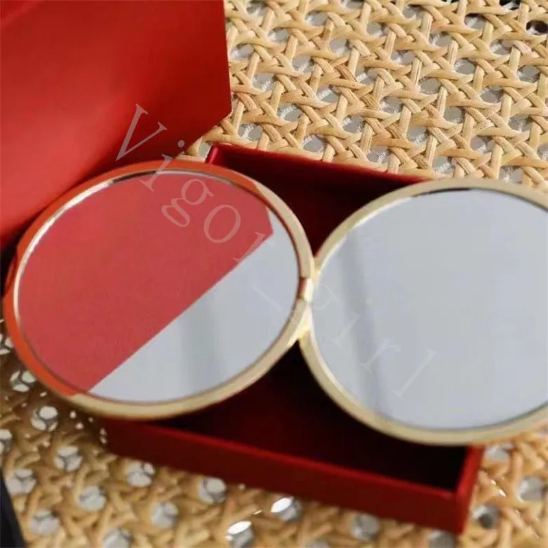 Fashion Girl Cosmetic Compact Mirrors Top Quality 2 face Mirror Round Shape Gold Color With Original Box and Outside Bag Fast Ship