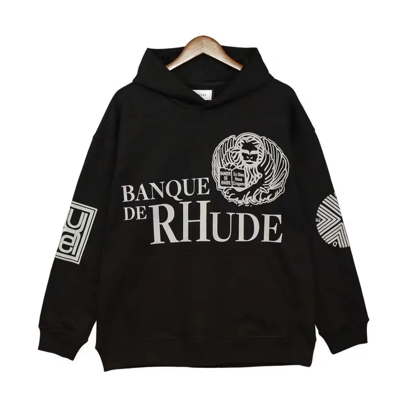 Mens sweater Rhude designer hoodie letter-printed long-sleeved street holiday casual couple's same clothing 23