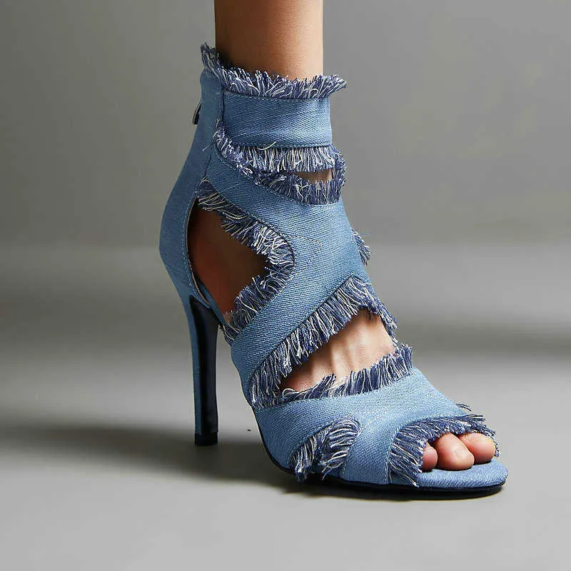 Women Denim Pointed Toe Platform High Heels Over Knee Boots High Heels Shoes  New | eBay