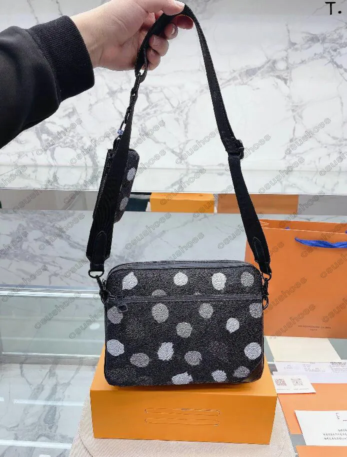 Men's 3 in 1 Designer Crossbody Bag Set with Painted Dots - Oxford, Multi-Color, 2024 Collection - Shoulder Bag, Handle Purse, Wallet Men's 3 in 1 Designer Crossbody Bag Set with Painted Dots - Oxford, Multi-Color, 2024 Collection - Shoulder Bag, Handle Purse, Wallet