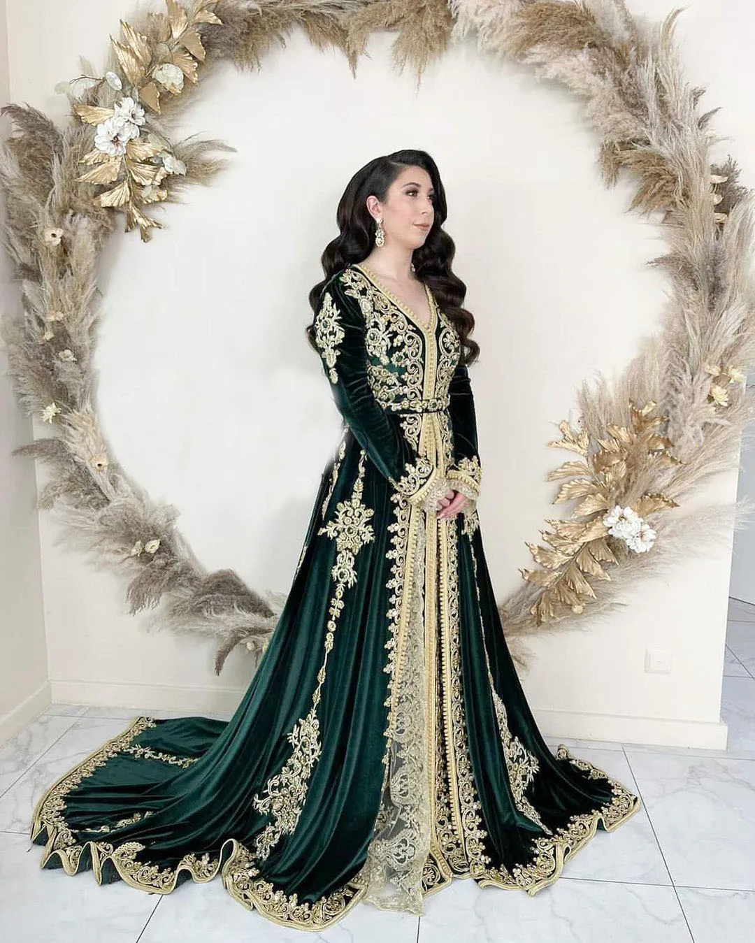 Emerald Green Moroccan Kaftan Prom Dress 2023 Tradition V Neck Velvet  Evening Dresses Long Sleeve Arabic Dubai Formal Dress Chic Robes De Bal  Plus Size Party Dress From 145,97 €