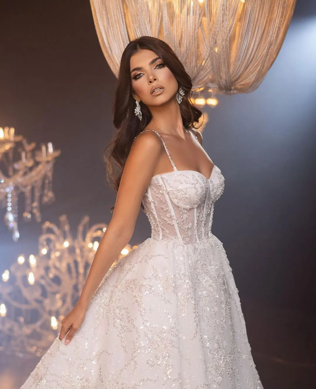 Spaghetti Strap Ball Gown Wedding Dresses: Sleeveless V Neck Sequined  Appliques Beaded Ruffles Bridal Gowns Plus Size Custom Made From Dressvip,  $246.04 | DHgate.Com