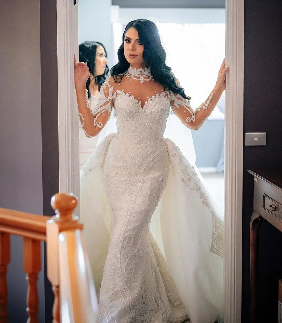 2024 Mermaid wedding attendee dress with Beaded Pearl