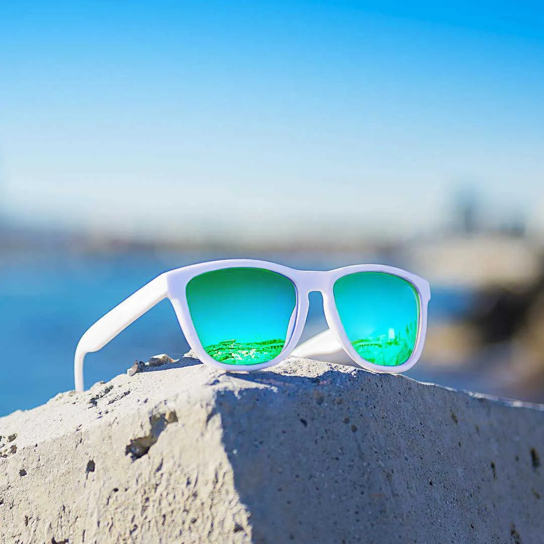 Dokly Unisex White Frame Best Running Sunglasses With Blue Lens