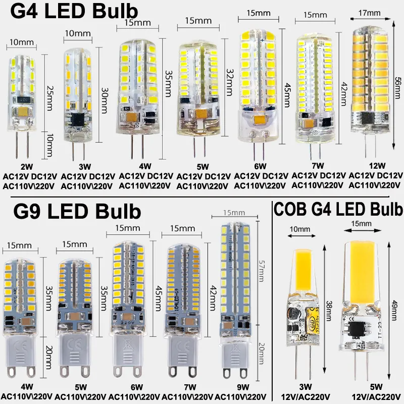 Energy-Efficient LED Bulbs G4/G9/G5.3 - 2W-7W COB & SMD 2835,  AC/DC12V/110V/220V, Halogen Replacement for Home Lighting