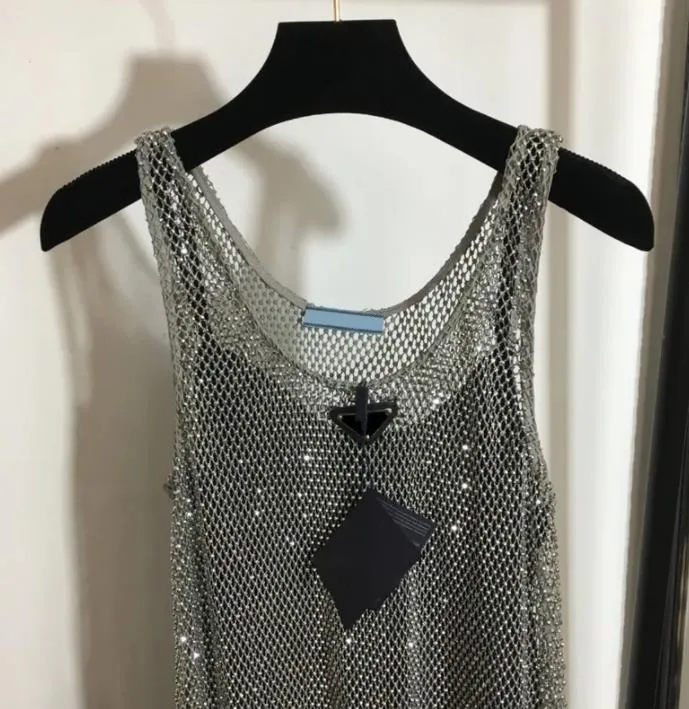 slim fit dress slacks Anabella Crystal Mesh Handmade Maxi Dress ‍ Mermaid Way, Silver / M main image 1