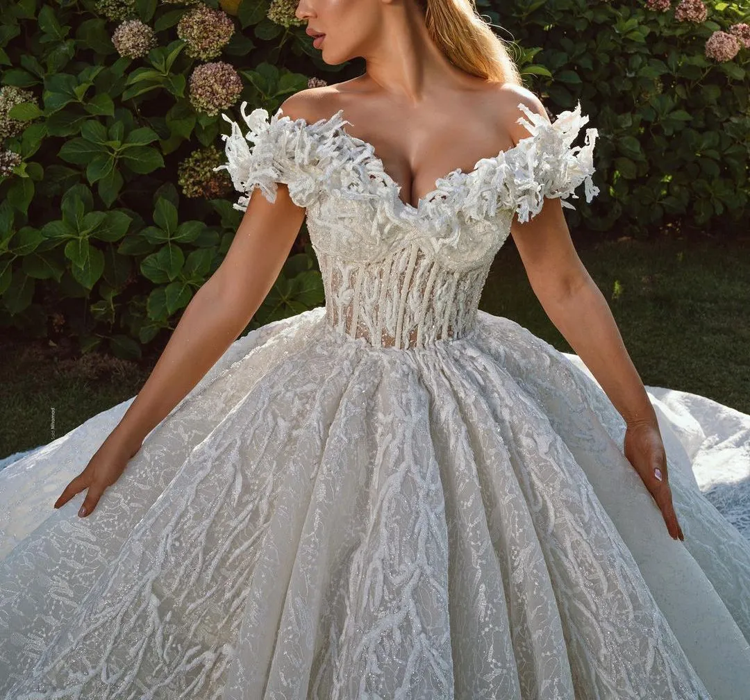 beaded lace applique for wedding dress H0964