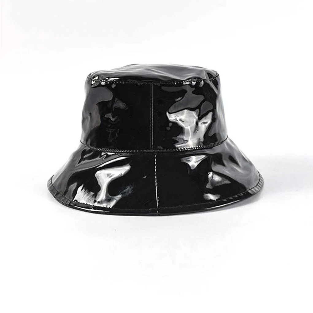 Black Patent Leather Wide Brim Vinyl Bucket Hat Waterproof Rain Cap For  Street, Hip Hop, Fishing, Beach Parties Retro Style G230224 From Sihuai06,  $6.87