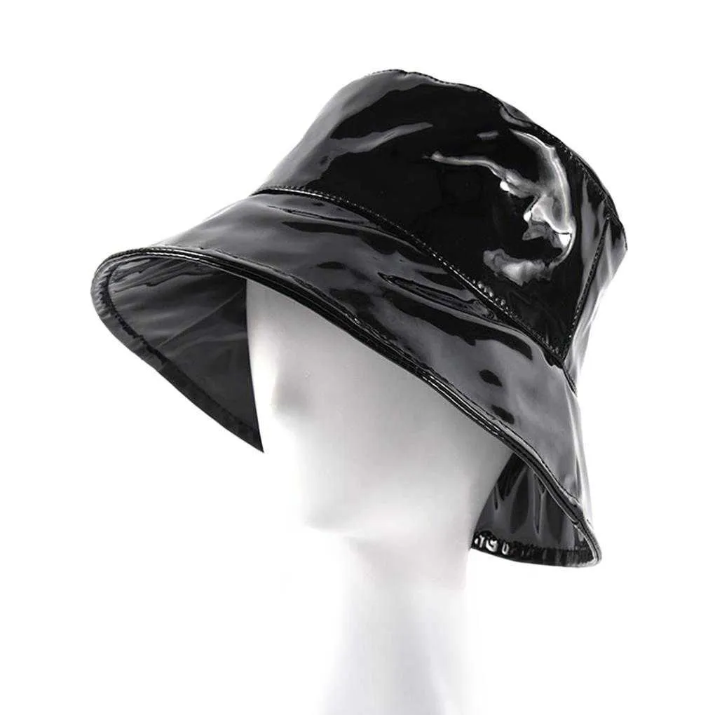 Black Patent Leather Wide Brim Vinyl Bucket Hat Waterproof Rain Cap For  Street, Hip Hop, Fishing, Beach Parties Retro Style G230224 From Sihuai06,  $6.87