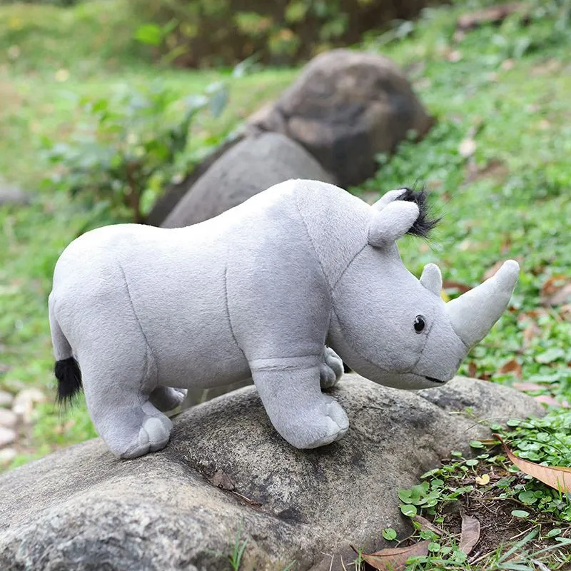 35x17cm Realistic Rhinoceros Plush Toys Plush Rhino Stuffed Animals Dolls Soft Pillow Infant Back Support Kids Birthday Gift Home Decor LA537