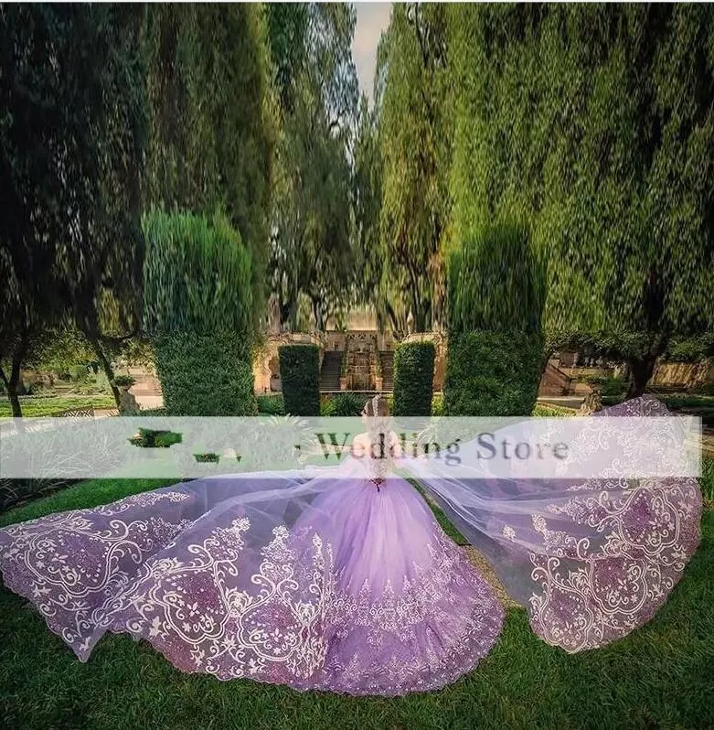 2023 Lilac Champagne Gold Quinceanera Dresses With Cape And 2023 Lilac Champagne Gold Quinceanera Dresses With Cape And