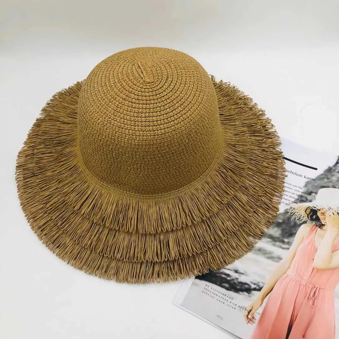 Womens Wide Brim Tassel Vacation Hat Foldable, UV Protection, Perfect For  Summer Beach And Travel G230227 From Sihuai06, $10.16