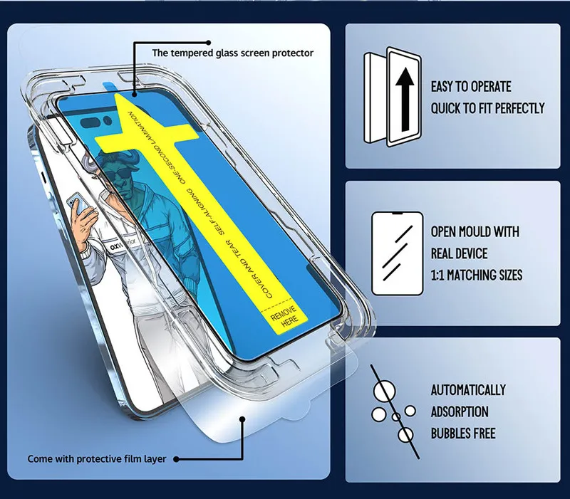 thumbnail image 2 of IPhone XR / 11 Screen Protector With Easy Install Kit – Premium Tempered Glass, 9H Hardness, Clear 2 of 6