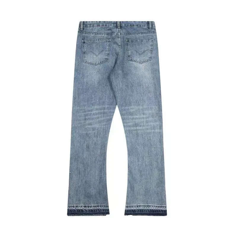 fashion men jeans mwns designer jeans trendy high stree blue denim flared pants pant youth rivet print patch white jean embroidery boys kecks mens pants