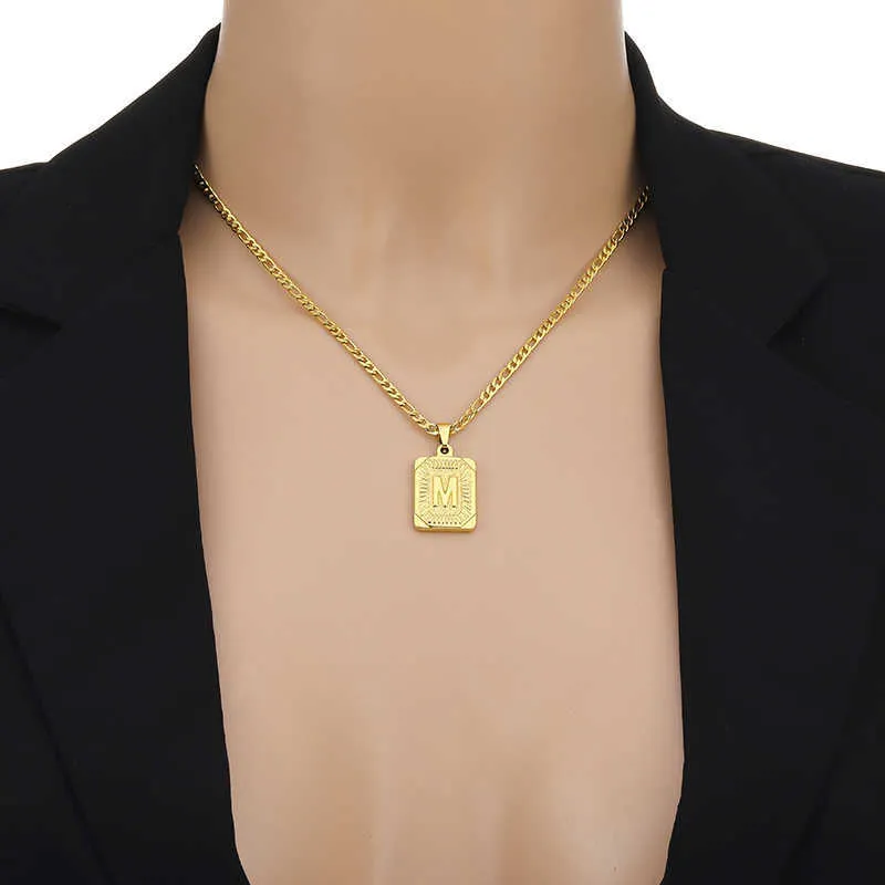 2 Colliers Chaîne Acier Inoxydable Avec Lettre Initiale A-Z - Pour Homme/Femme, Style Hip Hop