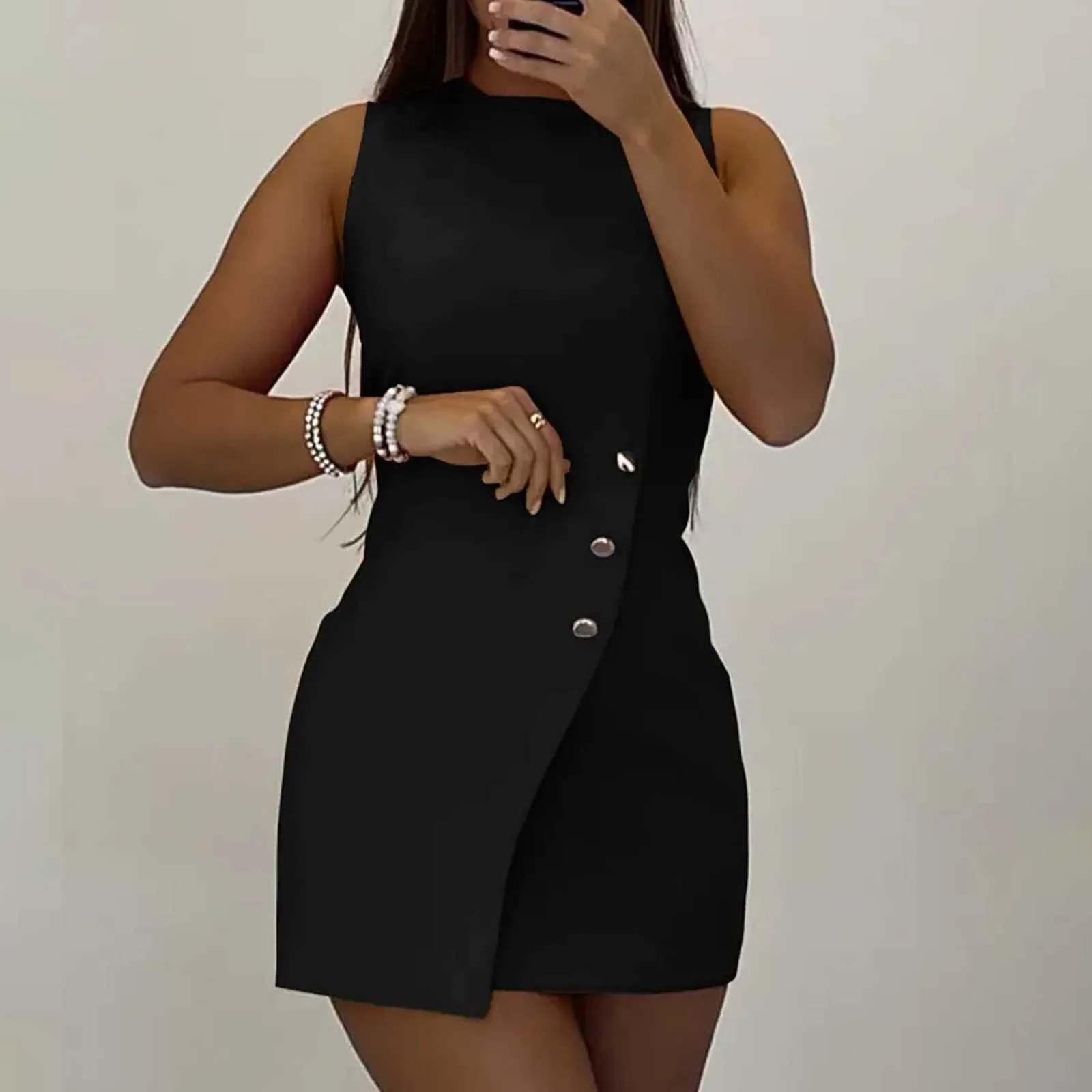 Blazer Dress Women Sleeveless Buttoned Asymmetrical Front Mini Dress  Business Office Workwear Bodycon Outfits From Yougu, $20.83 In Bulk