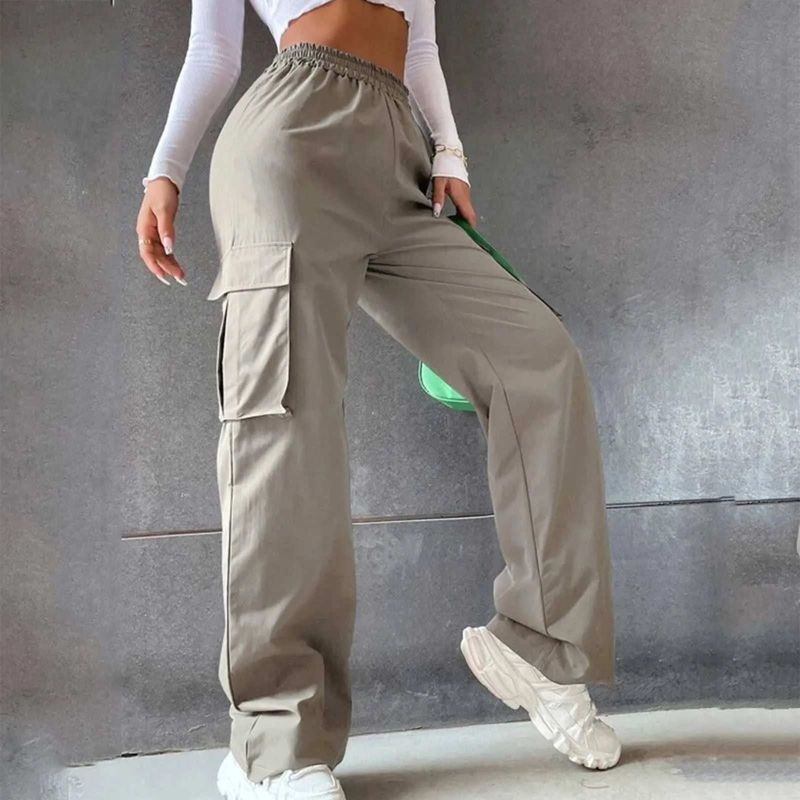 Vintage High Waist Cargo Capris For Women And Men Solid Street