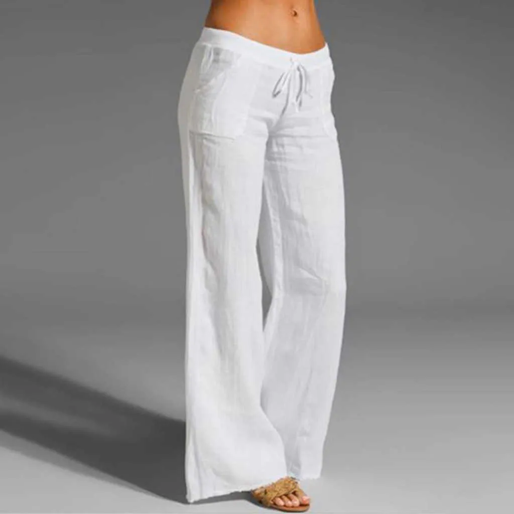 Summer Casual Fashion Cotton Linen Capris For Women Loose Fit, Elastic  Waist, Wide Leg Linen Trousers Women P230602 From Musuo03, $18.19