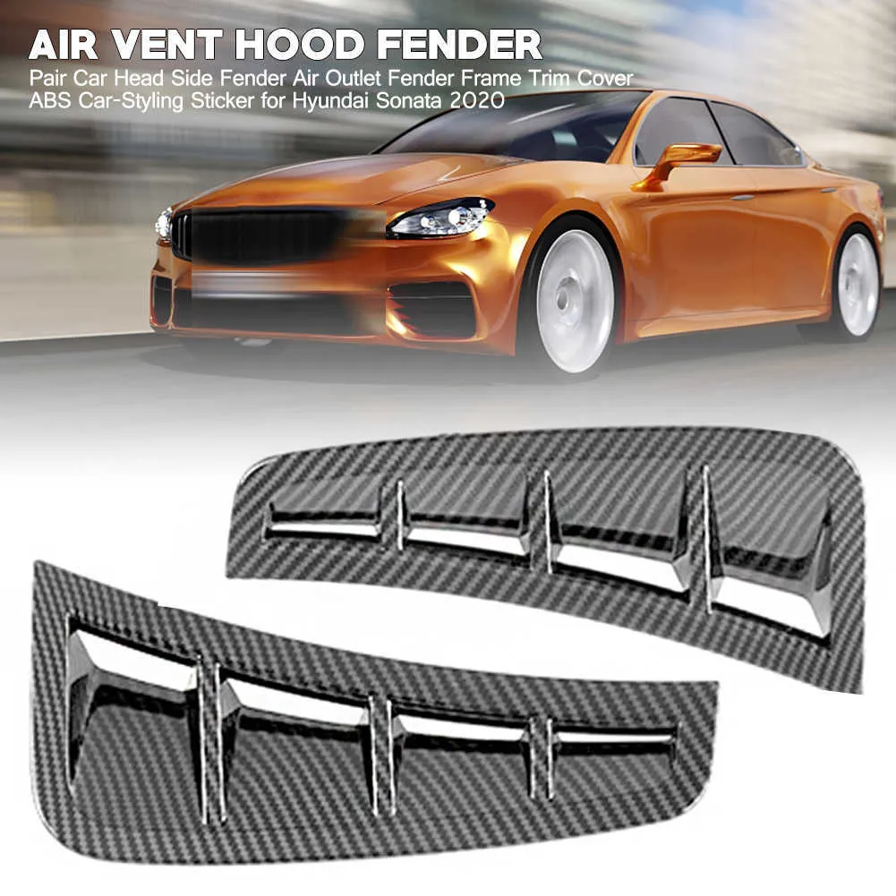 Gloss Black Fender Side Air Outlet Cover Trim For Hyundai Sonata 2020-2023 – Left & Right, Adhesive Mount