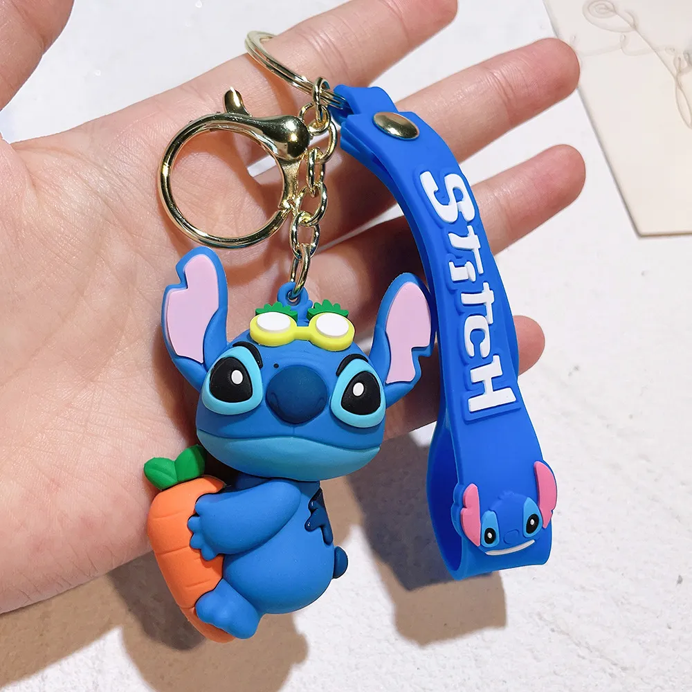 New Disney Stitch Keychains Fruit Llaveros Car Key Handbag A