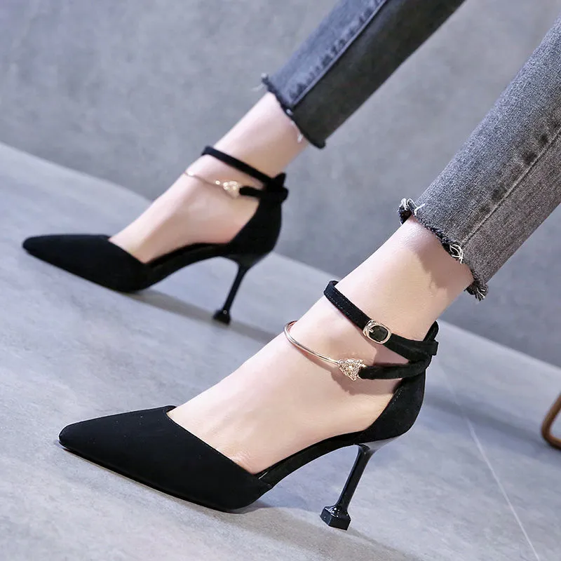 High Quality Bow Tie High Heel Shoes Navy Blue Summer Sandals for Women